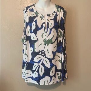 RACHEL Rachel Roy 3X  Blue Green and White Sleeveless Tunic Top NWT